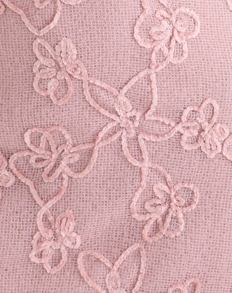 Codami Halterneck Mini Dress in Sequin Knit Pink
