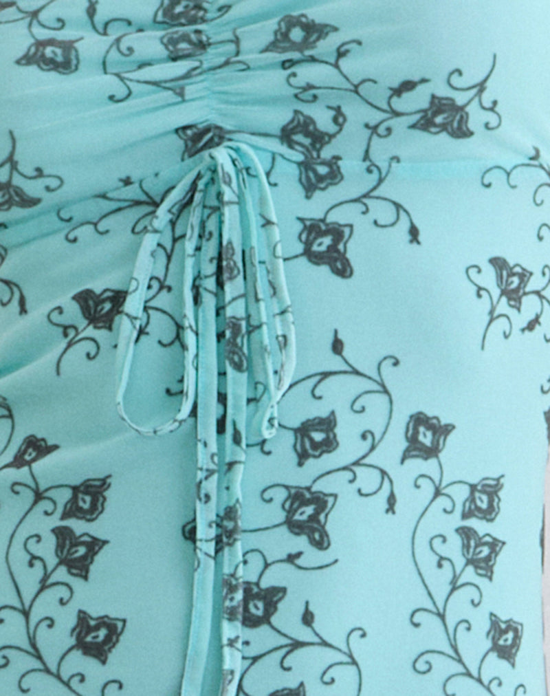 Collete Midi Dress in Winding Ivy Blue