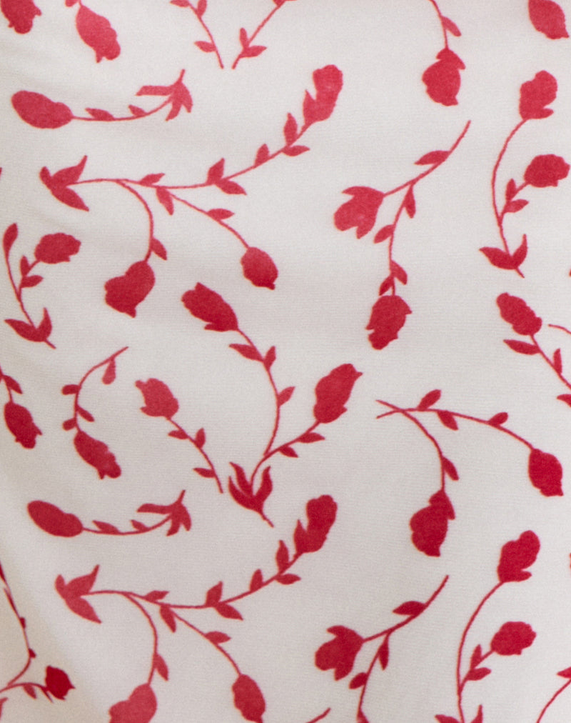 Corsita Top in Cream with Red Leafy Lily Flock