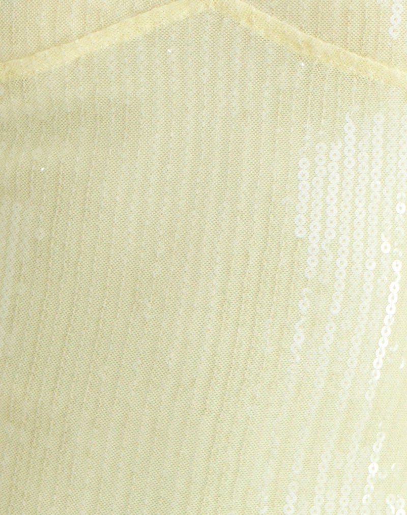 Cosio Halter Top in Clear Sequin Yellow