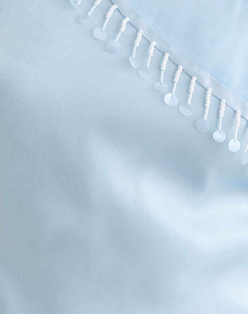 Dalvia Top in Satin Organza Light Blue