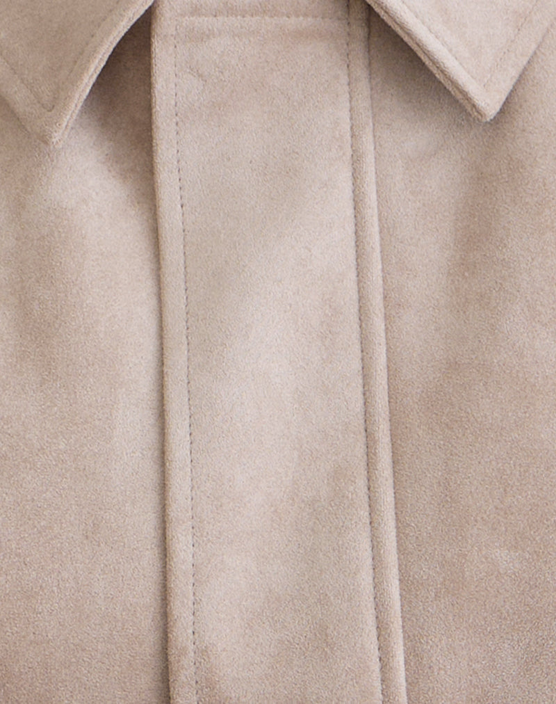 Dante Boxy Jacket in Faux Suede Tan