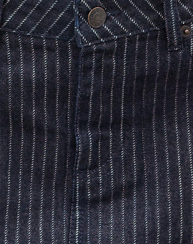Denim Mini Skirt in Stripe Indigo