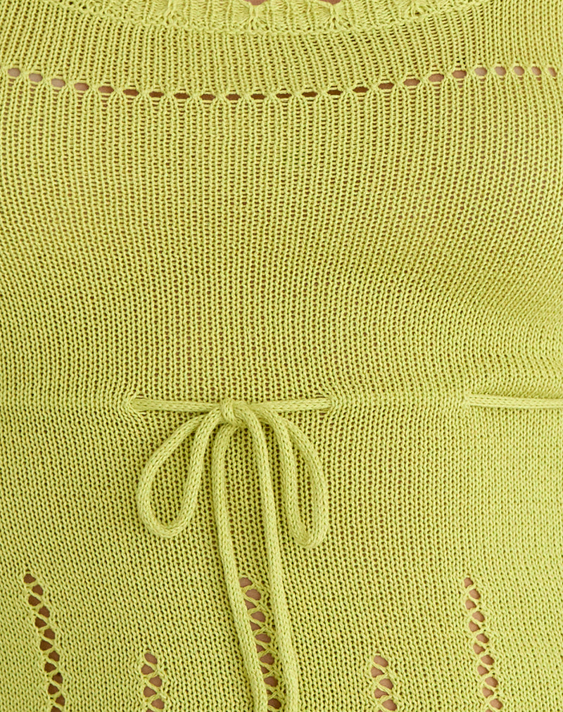 Domas Top with Tie in Knit Lemongrass