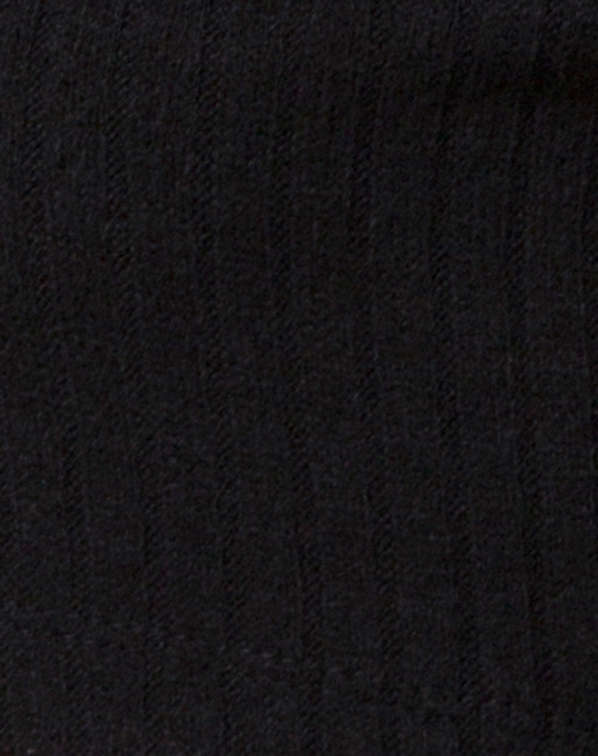Elena Crop Top in Rib Knit Black