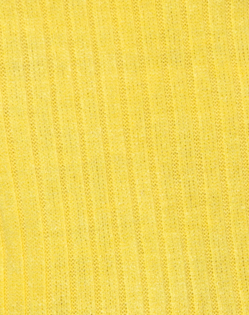 Elena Crop Top in Rib Knit Yellow