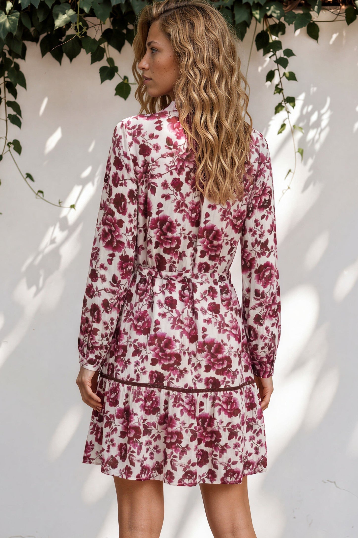 Tirzah Mini Dress - V Neckline in Gamay Print