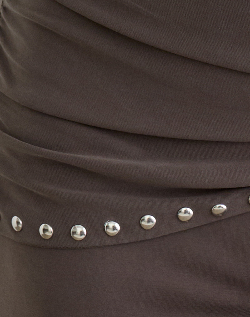 Dovina Trouser in Cupro Dark Brown