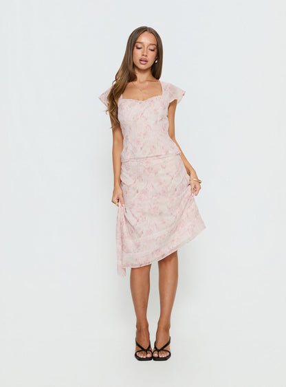 Avaline Lace Trim Blouse Top Pink