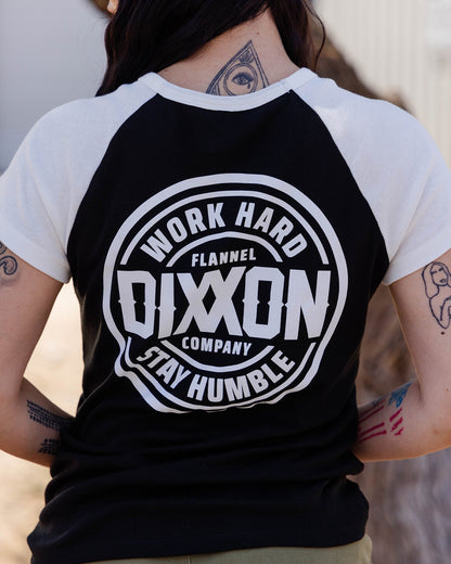 Women's White Nuevo Corpo Raglan Short Sleeve - White & Black