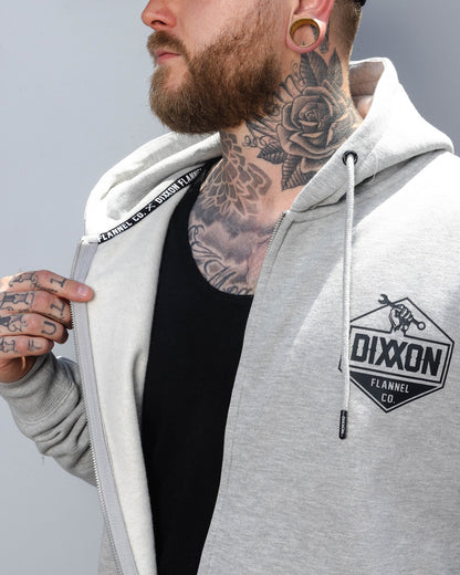 Black Working Class Logo Zip Up Hoodie - Heather Gray
