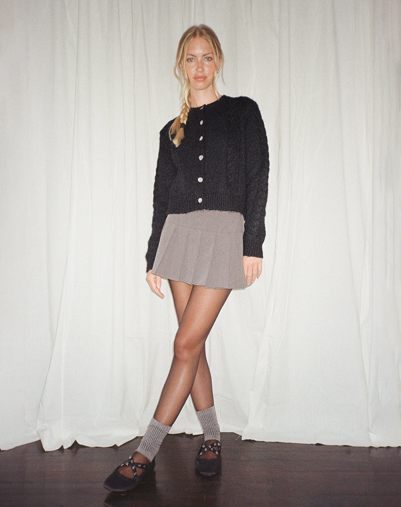 Abelia Cable Knit Cardigan in Black
