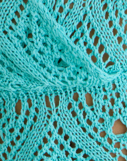 Allyne Halter Top in Crochet Knit Aqua Sky