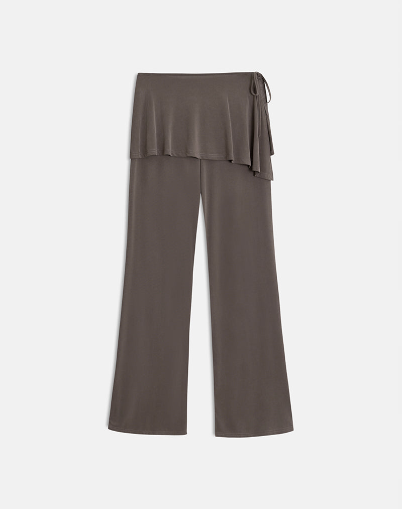 Amata Trouser Skirt in Cupro Dark Brown