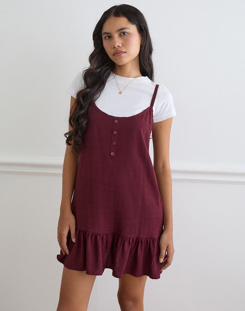 Arige Mini Dress in Maroon