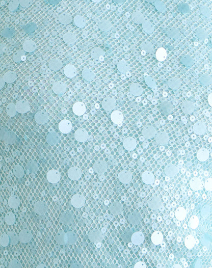 Arlela Top in Net Sequin Blue with Beaded Hem