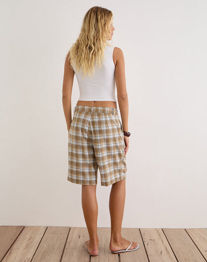 Ashara Short in Tailoring Check Brown