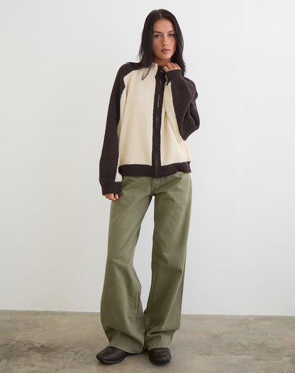 Asrar Jumper in Knit Cream and Brown