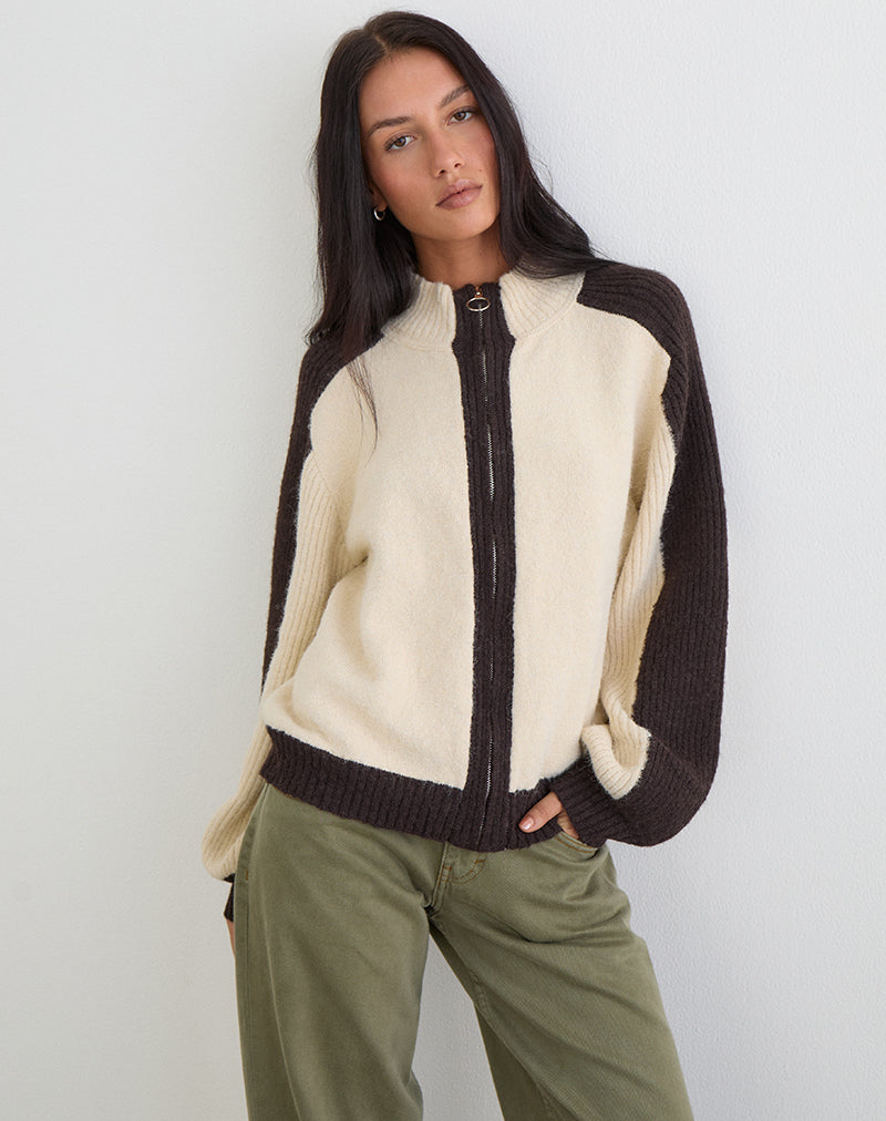 Asrar Jumper in Knit Cream and Brown