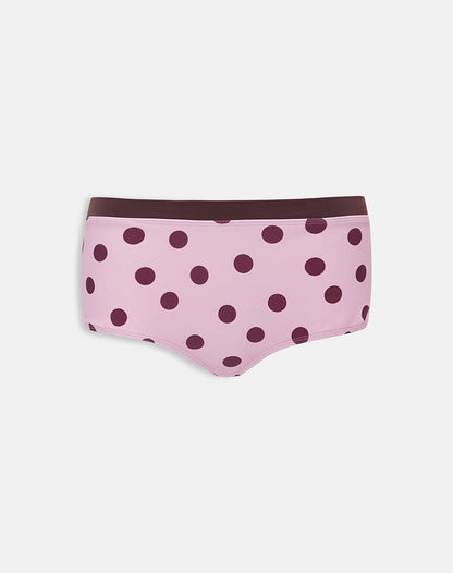 Amy Swim Short in Pink with Irregular Polka