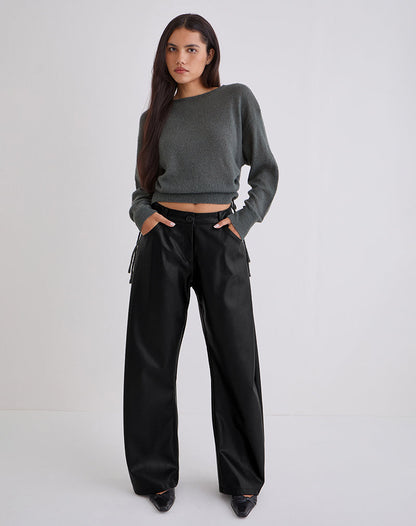 Barvyn Barrel Leg Trouser in PU Black