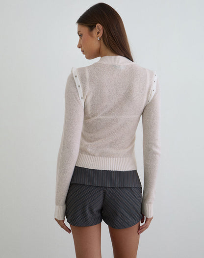 Bentala Turtleneck Jumper in Knit Ecru