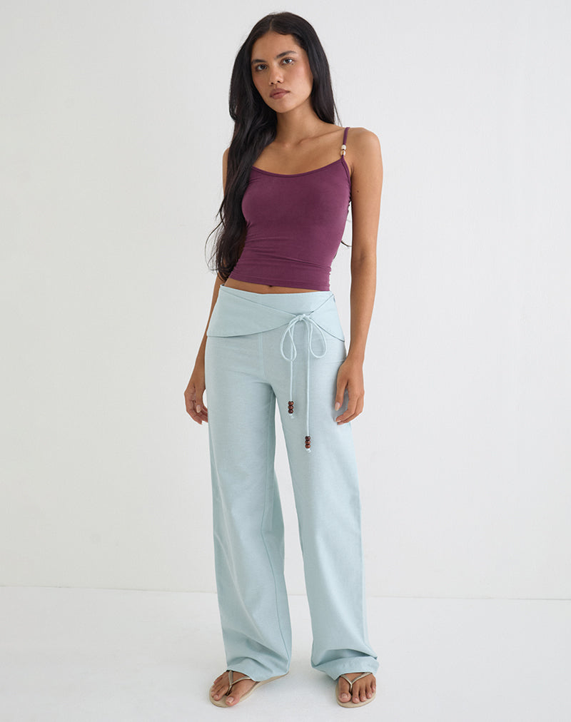 Cursa Trouser in Linen Steel Blue with Belt
