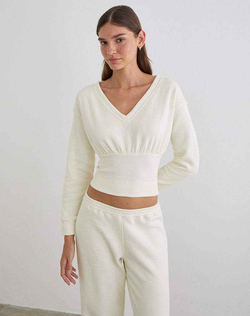 Bigail V Neck Jumper in Winter White