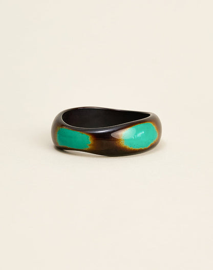 Black and Turquoise Wooden Bangle