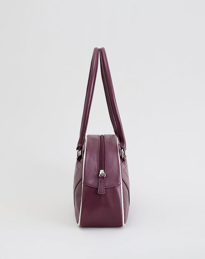Bowler Bag in Cream and Burgundy