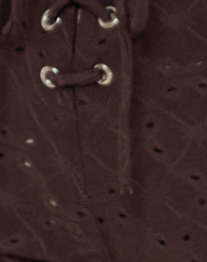 Dan Tie Front Flared Trousers in Broderie Brown