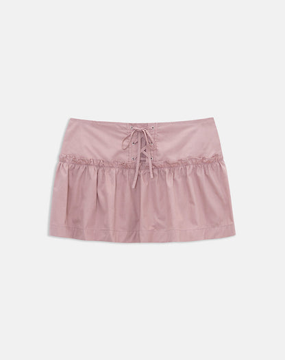 Buffy Mini Skirt with Eyelets in Poplin Dusty Rose