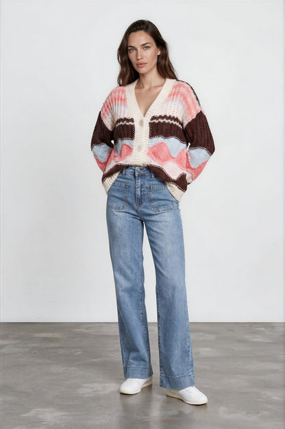 Cindy Wide Leg Jeans in Stone Wash Denim