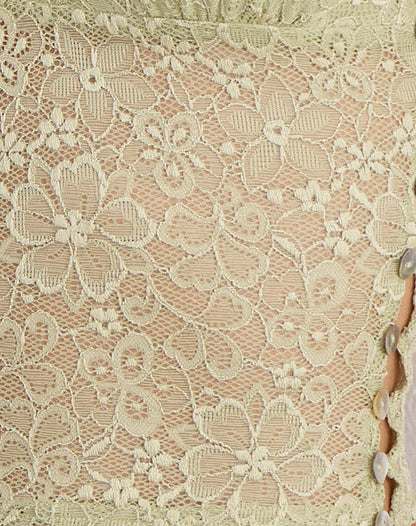 Calora Top in Stretch Lace Sage with Pearl Button