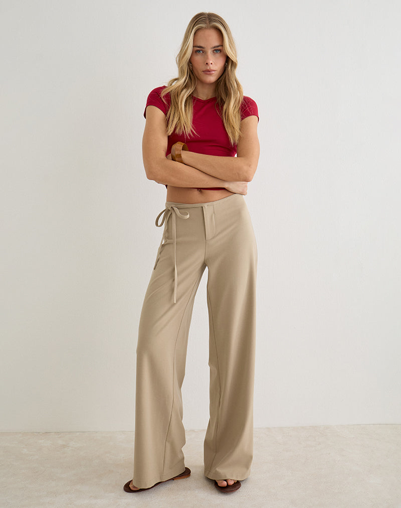 Diomira Trouser in Beige with Tie