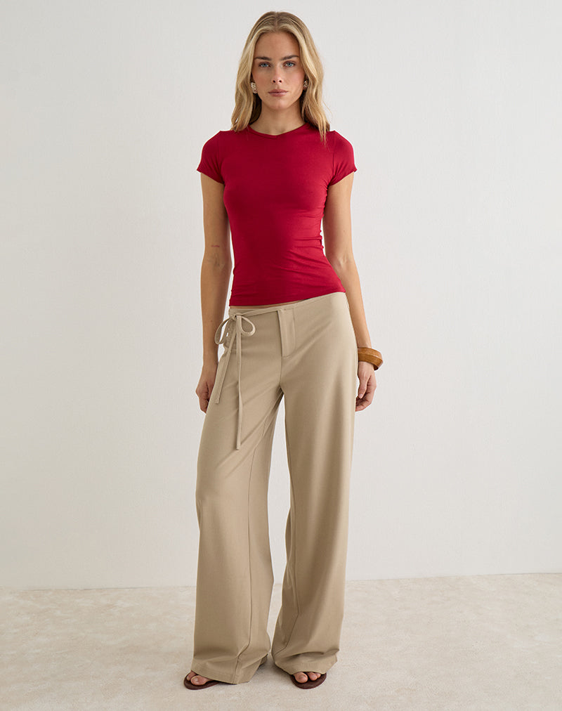 Cash High V Neck Top in Adrenaline Red