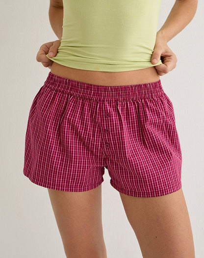 East Boxer Short in Raspberry Shadow Check