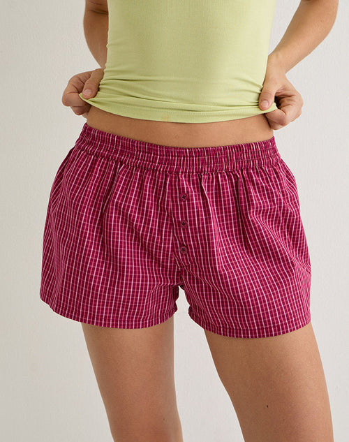 East Boxer Short in Raspberry Shadow Check
