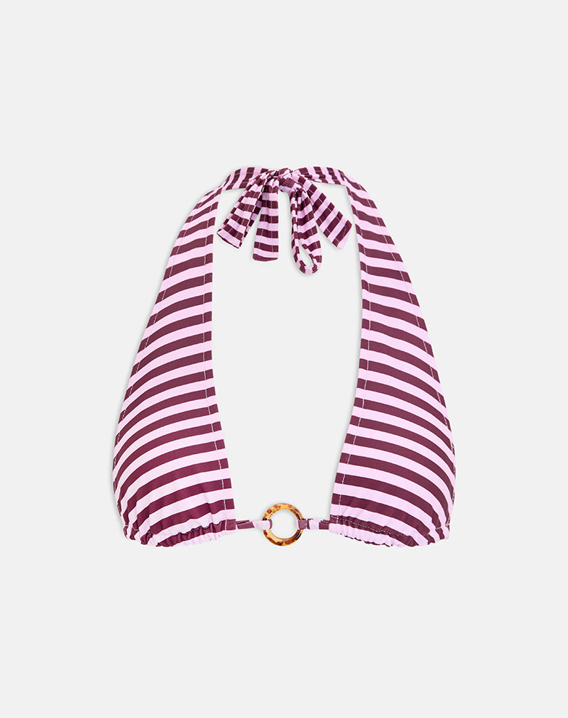 Cerry Bikini Top in Vivid Lines Purple and Pink