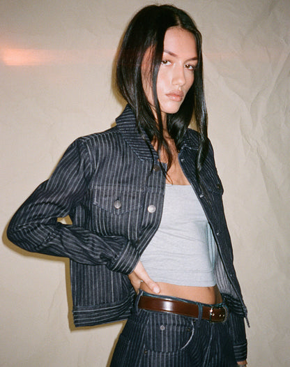 Classic Denim Jacket in Stripe Indigo