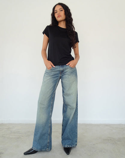 Clio Baggy Tee in Black Tissue Jersey