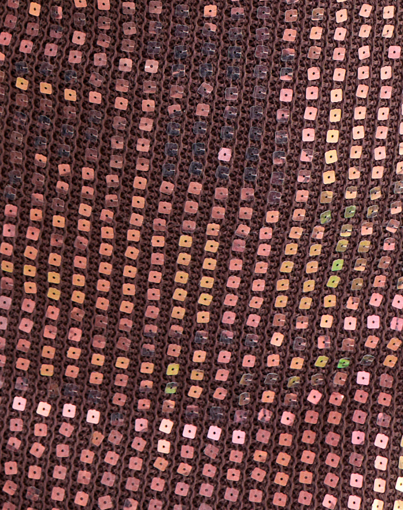 Codamo Mini Dress in Sequin Knit Dark Brown