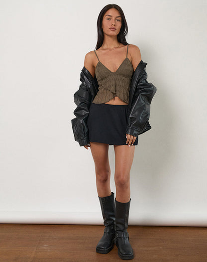 Cojira Cami Top in Textured Knit Mocha Brown