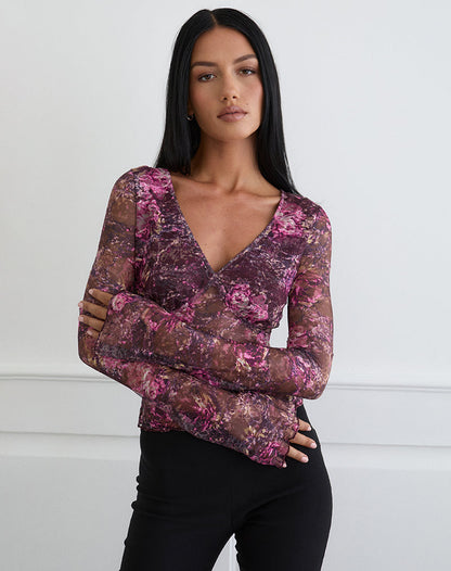 Copriva Top in Abstract Rose Pink and Plum