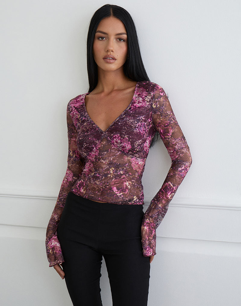 Copriva Top in Abstract Rose Pink and Plum