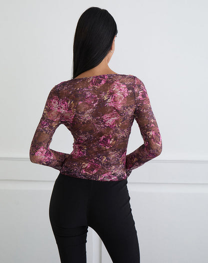 Copriva Top in Abstract Rose Pink and Plum