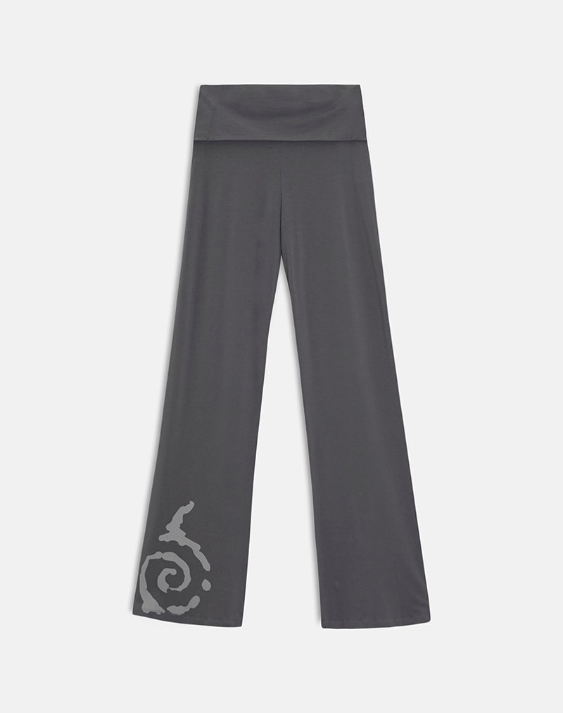 Coreta Foldover Trouser in Spiral Charcoal Grey
