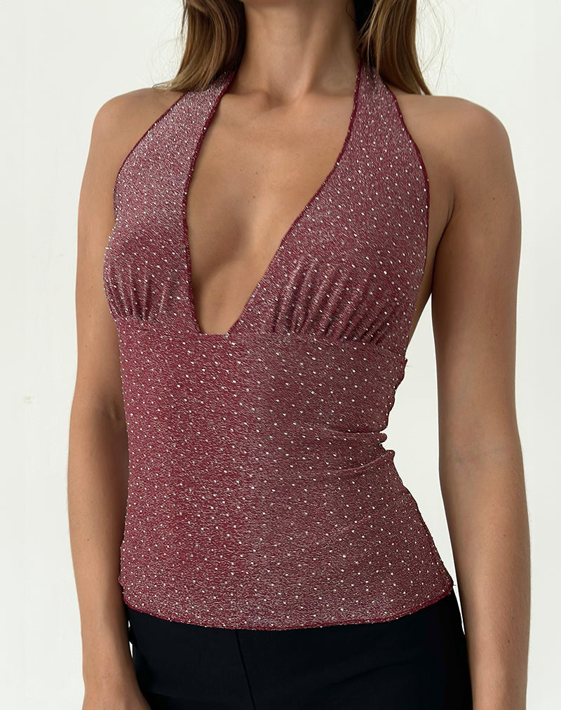 Cosimo Halter Top in Dotty Lurex Pink