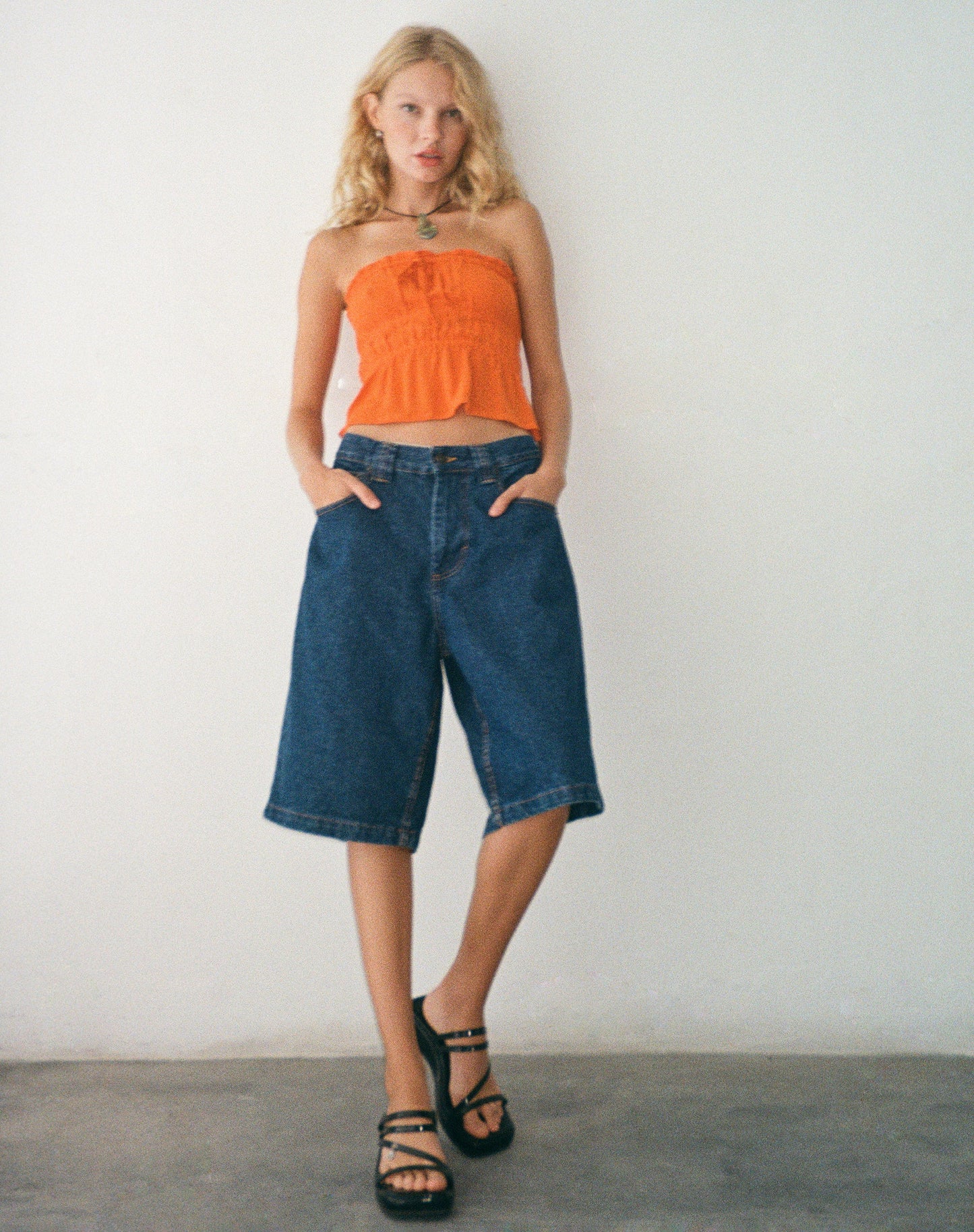 Cove Bandeau Top in Crinkle Orange