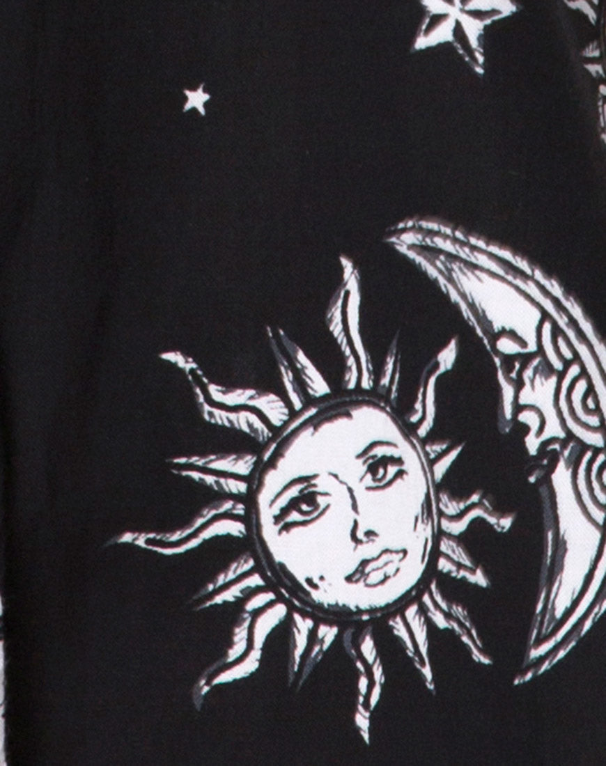 Crosena Swing Dress in Sun Moon Stars BW